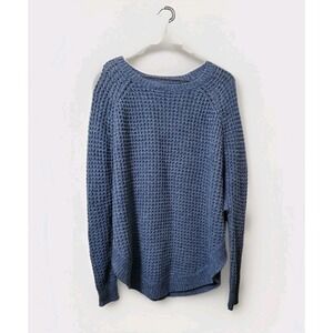 Lauren Ralph Lauren‎ Sweater Poncho Womens Extra Small Blue Basketweave Pullover
